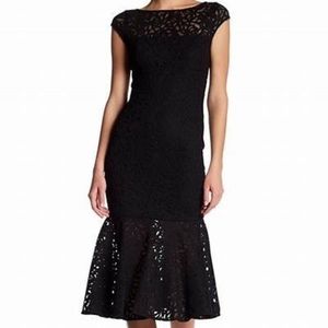 Jay Godfrey Illusion Lace Cap Sleeve Dress